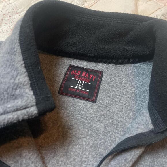 old navy vintage y2k red and gray logo winter quarter zip size medium - Picture 3 of 7